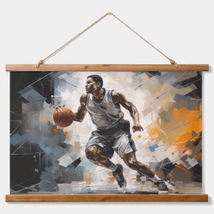 Tapisserie Suspendue Basket-ball Action Sport Peinture Art Déco Abstrai