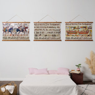 TAPISSERIE SUSPENDUE BAYEUX TAPESTRY 1066 NORMAN KNIGHTS AND ARCHERS