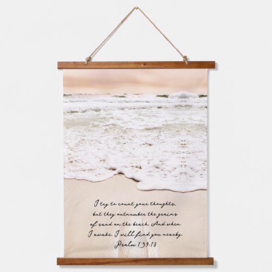 Tapisserie Suspendue Beaux Grains de sable Plage Vagues Psaume Bible (Recto)