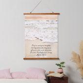 Tapisserie Suspendue Beaux Grains de sable Plage Vagues Psaume Bible (Chambre à coucher)