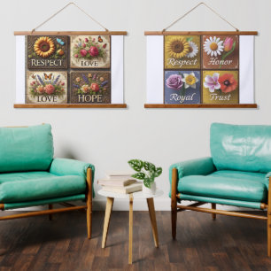 Tapisserie Suspendue Beaux panneaux en bois 3D avec ondulation florale