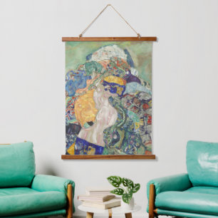 Tapisserie Suspendue Bébé Gustav Klimt dans un berceau coloré art