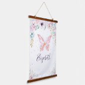 Tapisserie Suspendue Bébé pastel floral et papillon (Angulaire)