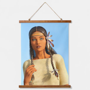 Tapisserie Suspendue Belle femme native américaine tenue indigène
