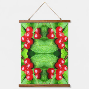 Tapisserie Suspendue Berries Rouges Avec Raindrops Nature Abstraite