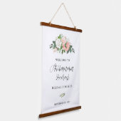 Tapisserie Suspendue Bienvenue à une réception de mariage floral rose e (Angulaire)