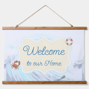 Tapisserie Suspendue Bienvenue dans notre maison Texte personnalisé Thè