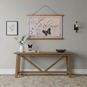 Tapisserie Suspendue Bienvenue floral vintage 