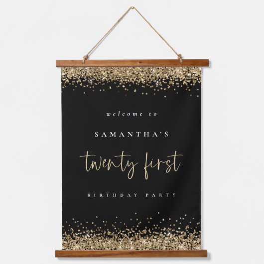Tapisserie Suspendue Bienvenue Vingt-première Parties scintillant Gold  (Recto)