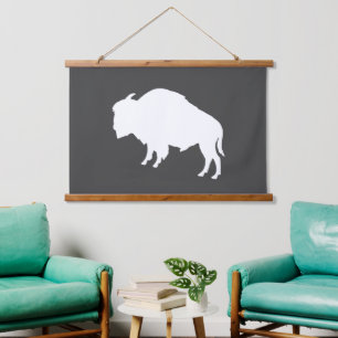 Tapisserie Suspendue Bison blanc Silhouette animal sauvage