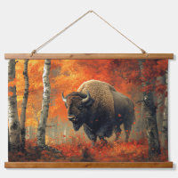 Bison dans l'artisanat boisé d'automne