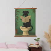 Tapisserie Suspendue Black Dog Reading Newspaper Wall Art (Chambre à coucher)