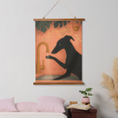 Tapisserie Suspendue Black Greyhound Washing Paws Wall Art (Chambre à coucher)