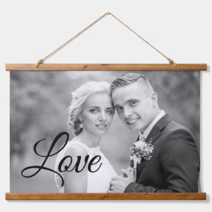Tapisserie Suspendue Black Love script typographie mariage photo