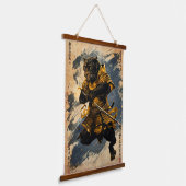 Tapisserie Suspendue Black Panther Samurai Warrier - Style encre japona (Angulaire)
