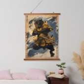 Tapisserie Suspendue Black Panther Samurai Warrier - Style encre japona (Chambre à coucher)