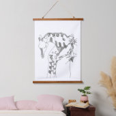 Tapisserie Suspendue Black & white abstract stick  tapestries (Chambre à coucher)