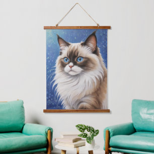 Tapisserie Suspendue Bleu Eyed Ragdoll Peinture de chat élégant