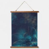 Tapisserie Suspendue Bleu Or Encre d'alcool Art Deep Blue Ocean (Recto)