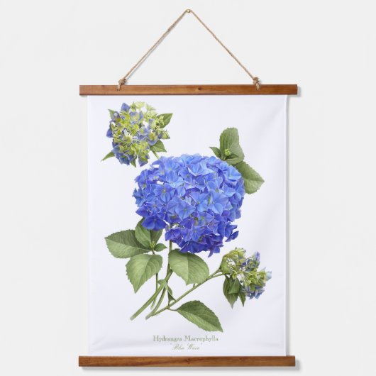 Tapisserie Suspendue Blue Hydrangea "Blue Wave" Art botanique floral (Recto)