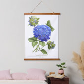 Tapisserie Suspendue Blue Hydrangea "Blue Wave" Art botanique floral (Chambre à coucher)