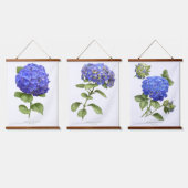 Tapisserie Suspendue Blue Hydrangeas Fleurs Jeu d'Art Botanique de 3 (Tripler)