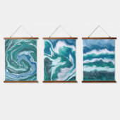 Tapisserie Suspendue Blue Ocean Waves Abstrait Fluid Art (Tripler)