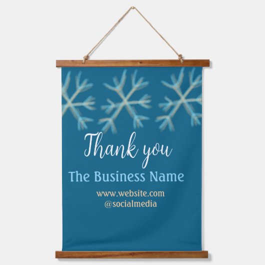 Tapisserie Suspendue Blue orange snowflakes ajouter nom commercial noël (Recto)