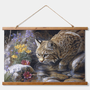 Tapisserie Suspendue Bobcat avec art Pittoresque Fleur sauvage