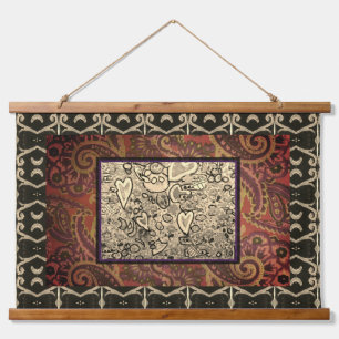 Tapisserie Suspendue Bohème Paisley Cœurs Mixte Média