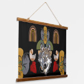 Tapisserie Suspendue Boho Bohemian Art moderne Fox Earth Tons Wall Art (Angulaire)