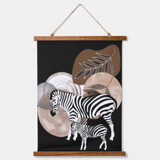 Tapisserie Suspendue Boho Bohemian Wall Art Zebra Canvas Mère Enfant (Recto)