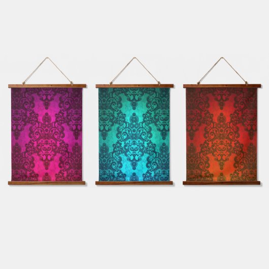 Tapisserie Suspendue Boho Fancy Damask Design coloré (Tripler)