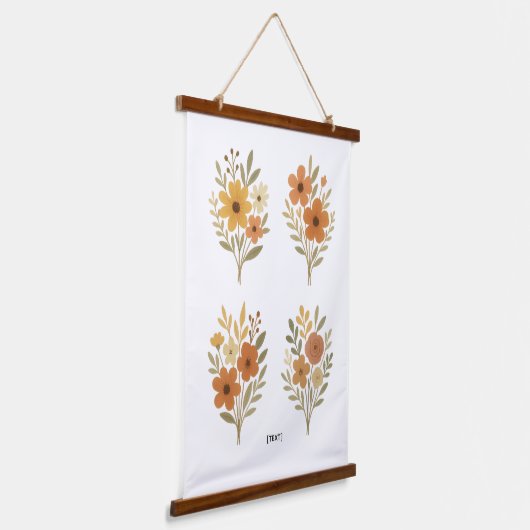 Tapisserie Suspendue Boho Floral Bouquet Wall Tapestry | Add Text (Angulaire)