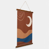 Tapisserie Suspendue Boho Moon Lines Paysage Terracotta Beige Bleu (Angulaire)