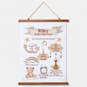 Tapisserie Suspendue BOHO Naissance Nouveau-né Statistiques Sexe Neutre