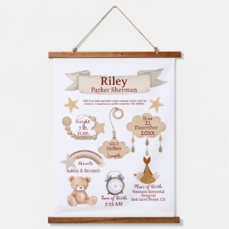 Tapisserie Suspendue BOHO Naissance Nouveau-né Statistiques Sexe Neutre