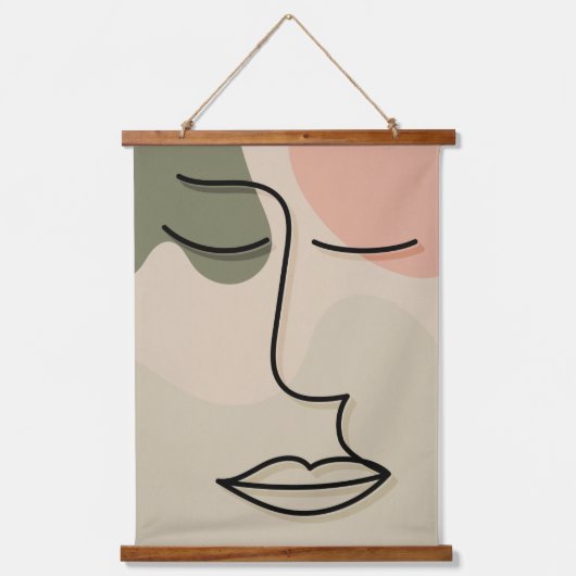 Tapisserie Suspendue Boho Visage facial Abstrait Tons Mutés (Recto)