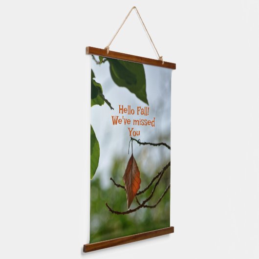 Tapisserie Suspendue Bonjour automne feuille d'automne parmi les Feuill (Angulaire)
