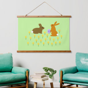 Tapisserie Suspendue Bonnets de Pâques et jonquilles