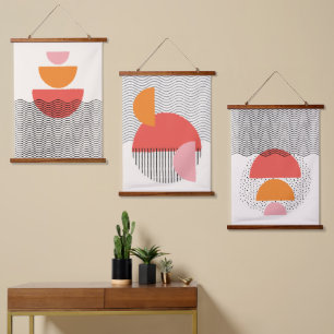 Tapisserie Suspendue Boucles Abstraites modernes en demi-cercle