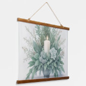 Tapisserie Suspendue Bougie de Noël aux tons verts doux (Angulaire)