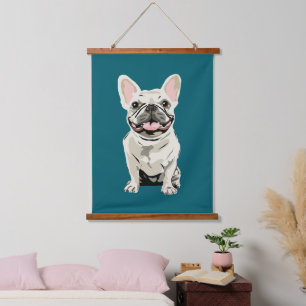 Tapisserie Suspendue Bouledogue français crème, j'aime mon chien