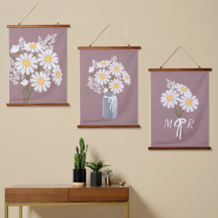 Tapisserie Suspendue Bouquet Rosy Fleurs de Faisée Blanche Ensemble Bro