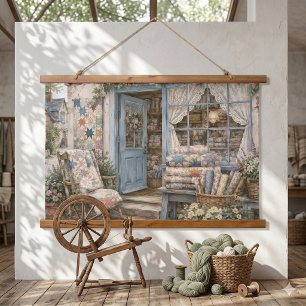 Tapisserie Suspendue Boutique de Courtepoint Cottagecore Français Aquar