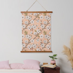 Tapisserie Suspendue Branches de Sakura pêche Botanique florale blanche