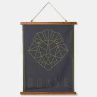 Brave affiche d'affirmation d'un lion origami jaun