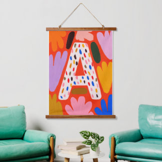 Tapisserie Suspendue Bright Dopamine Decor Monogram Letter A Tapestry