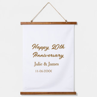 Tapisserie Suspendue Brun doré joyeux 20e anniversaire nom datsimple