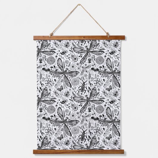 Tapisserie Suspendue Bugs de Doodle sur bleu foncé (Recto)